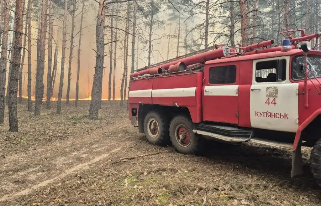 Через обстріл Купʼянщини, спалахнула масштабна лісова пожежа